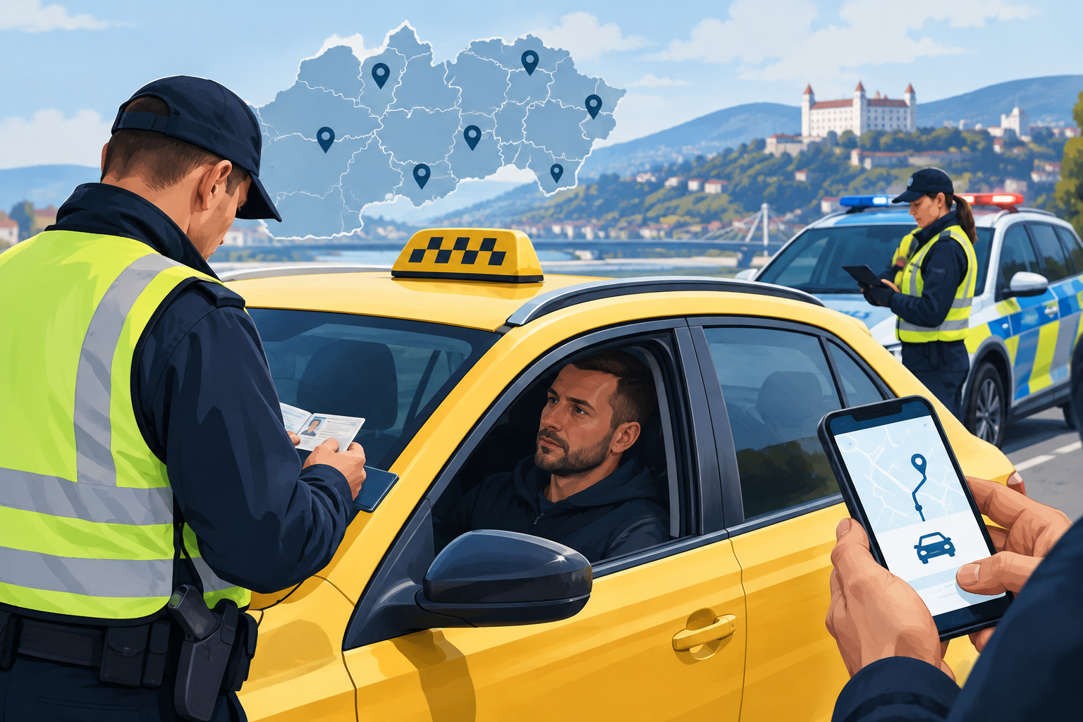Ilustračný obrázok: Polícia kontroluje taxíky po celom Slovensku. Preveruje vodičov, autá aj doklady
